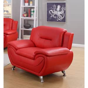 Sanuel 47.3 in. W Red Faux Leather Club Chair (Set of 1)