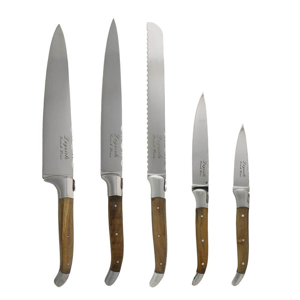 French Home Laguiole Connoisseur Olivewood 5 Piece Stainless Steel