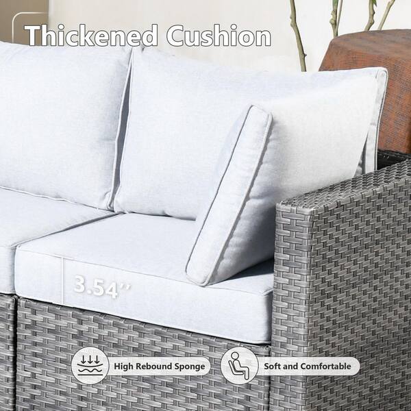 XIZZI Gemini 7-Piece Wicker Outdoor Sectional Set with Light Gray