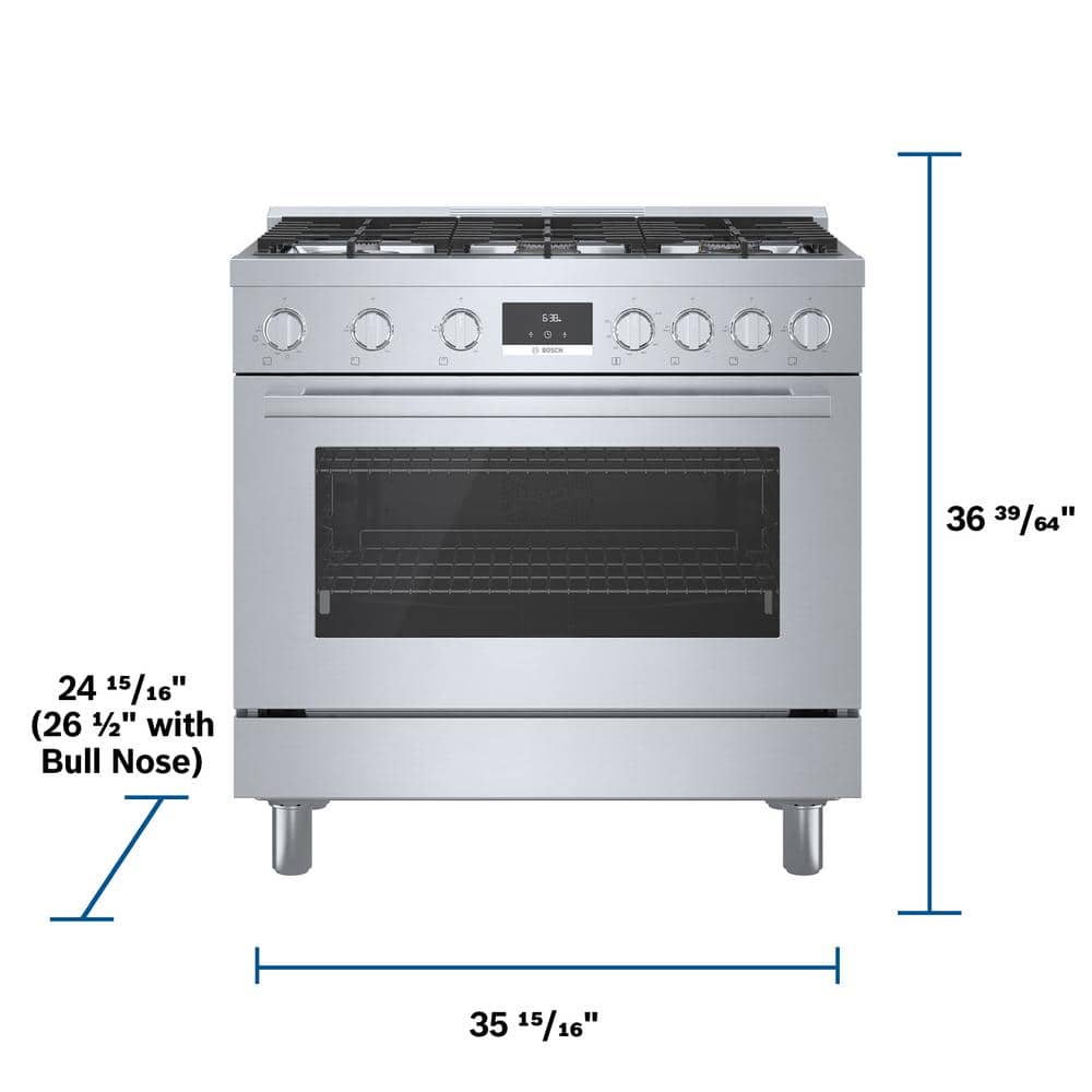 36" Stainless Steel Free-Standing Convection Gas Range