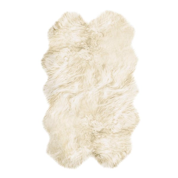 New Zealand Natural 4 ft. x 6 ft. Four Sheepskin Area Rug