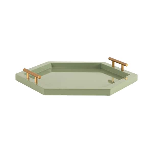 Halsey Green Hexagon Wooden 18 in. Decorative Tray