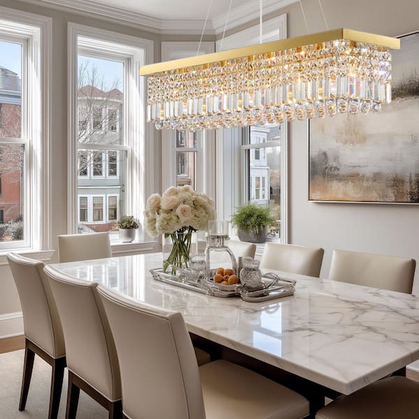 LuminFan 8 Light 39 In. Gold Traditional Crystal Chandelier for