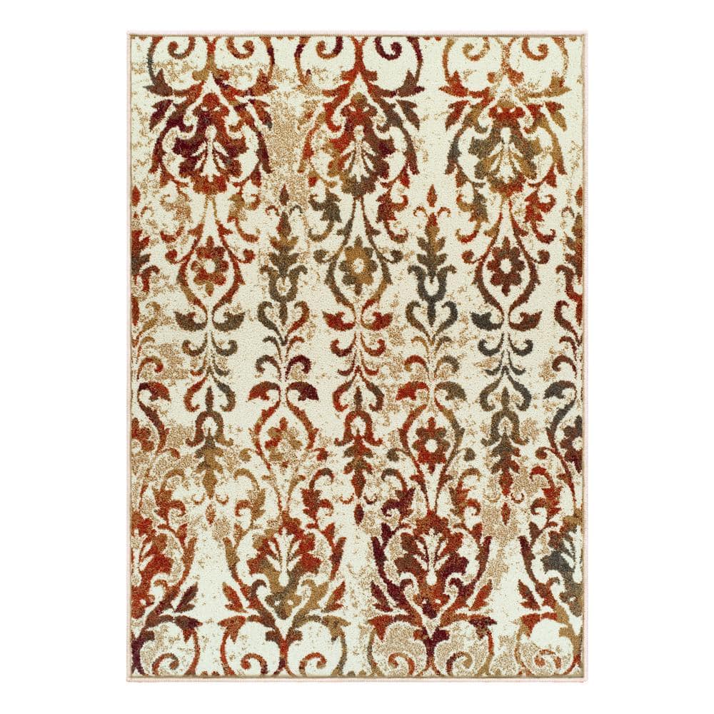 SUPERIOR Lafayette Ivory 5 ft. x 8 ft. Floral Modern Polypropylene Area