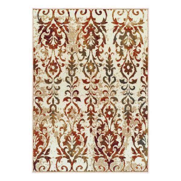 SUPERIOR Lafayette Ivory 5 ft. x 8 ft. Floral Modern Polypropylene Area Rug