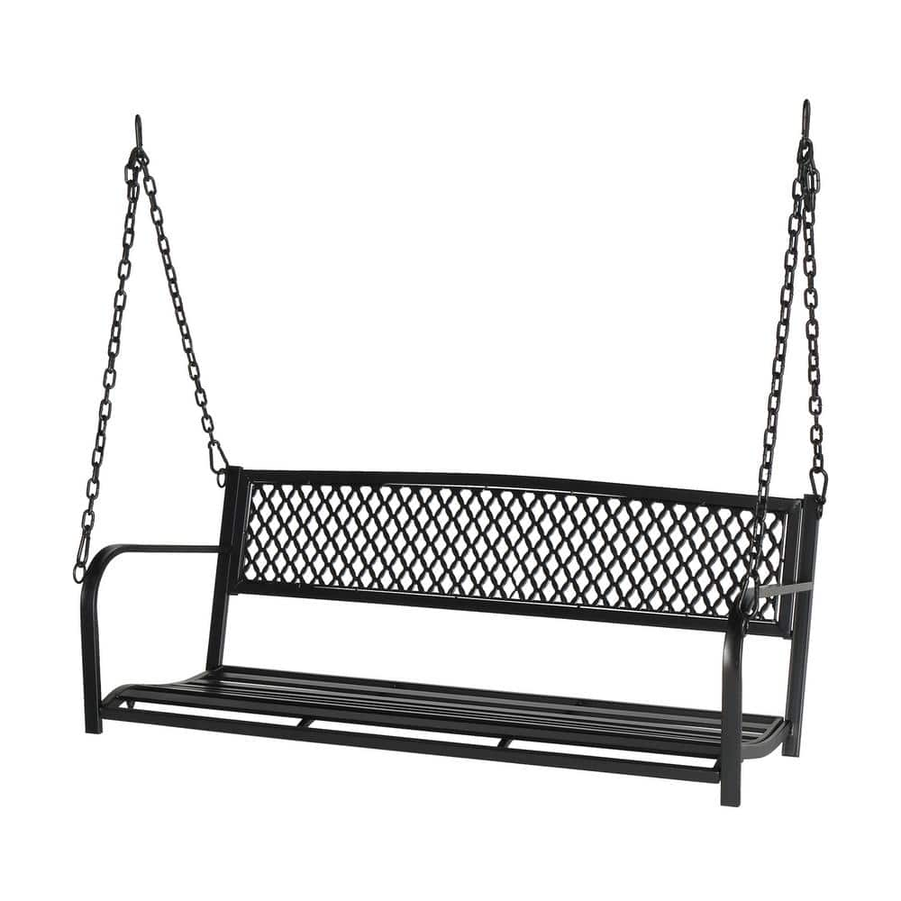 VINGLI 47 in. 2-Person Metal Porch Swing With Adjustable Safety Chains ...