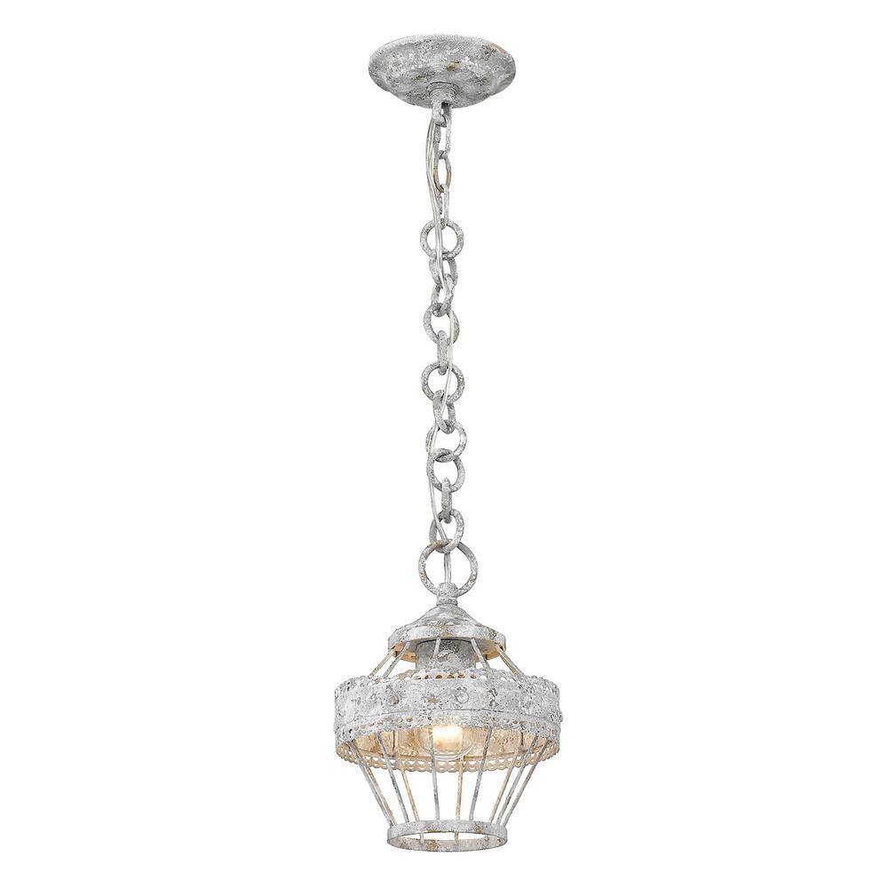 Ferris Oyster White Mini Pendant with Rustic Scalloped Design