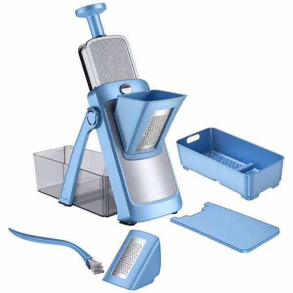 Blue Adjustable‑Thickness Bigger‑Entrance Safe Mandoline Vegetable Slicer for Home Kitchen Potato Vegetable Prep
