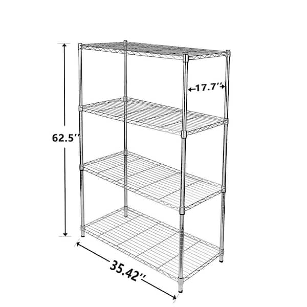 FUNKOL 4-Tier Silver Kitchen Shelf Simple Deluxe Heavy Duty Steel Storage  Shelf Unit Multifunctional Cart wmq35186104C - The Home Depot