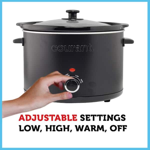 Courant 2.5 Qt. Matte Black Slow Cooker with 3 Settings CSC-2524K