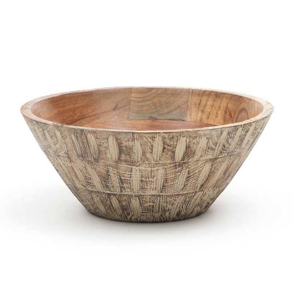 Brown Round Wood 9.5 in. Decorative Bowls