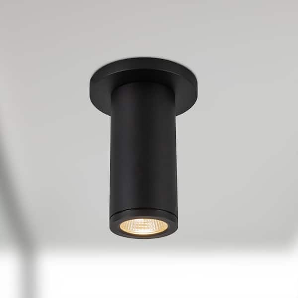 Nordic 6-in (2-in Dia. ) Black LED Exterior Semi-Flush Mount