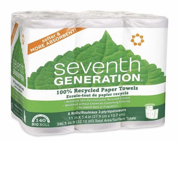 Seventh Generation Paper Towels 2-Ply 4 Pack 100% Recycled Paper 6 Rolls
