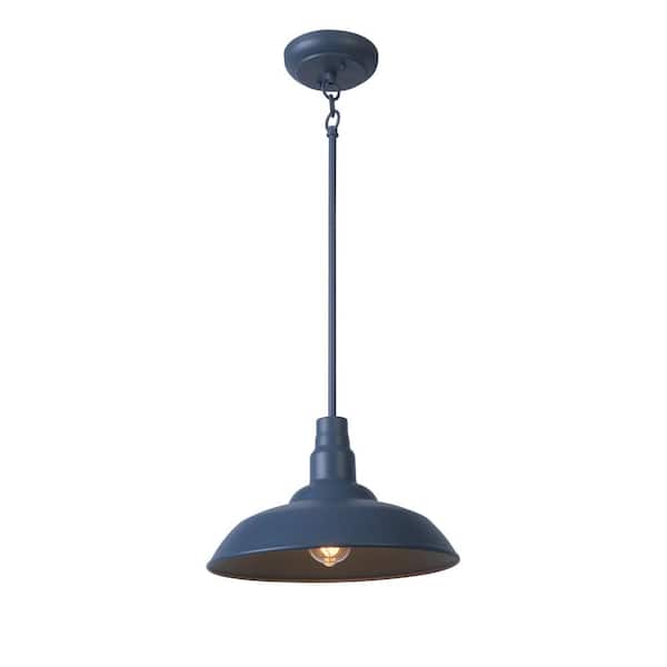 Home Decorators Collection Bell Ridge 14 in. 1-Light Blue Outdoor Mini Pendant