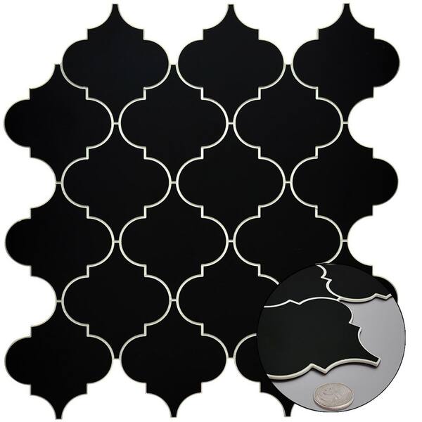 Arabesque Black/Tan 20 in. x 48 in. and 20 in. x 32 in. Polypropylene Set  of 2 Kitchen Mats L490041081SET2 - The Home Depot