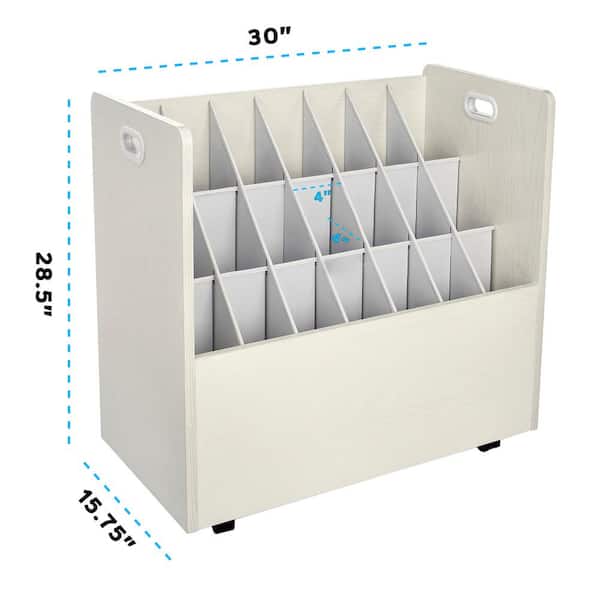 21-Slot White Mobile Rolling Wood Blueprint Roll File Large Document Organizer (2-Pack)
