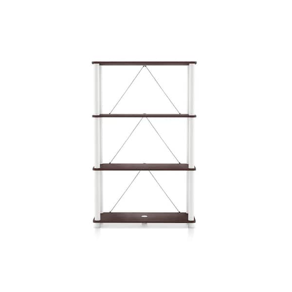 Quincy 44.2 in. Tall Espresso Engineered Wood Wide 4-Shelf Modular Bookcase with Support Rods