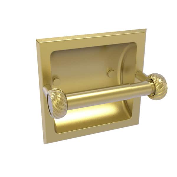 Allied Brass Continental Recessed Toilet Tissue Holder with Twisted Accents in Satin Brass