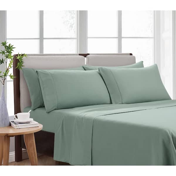Solid Microfiber Peach Blush Split King 7 Piece Sheet Set