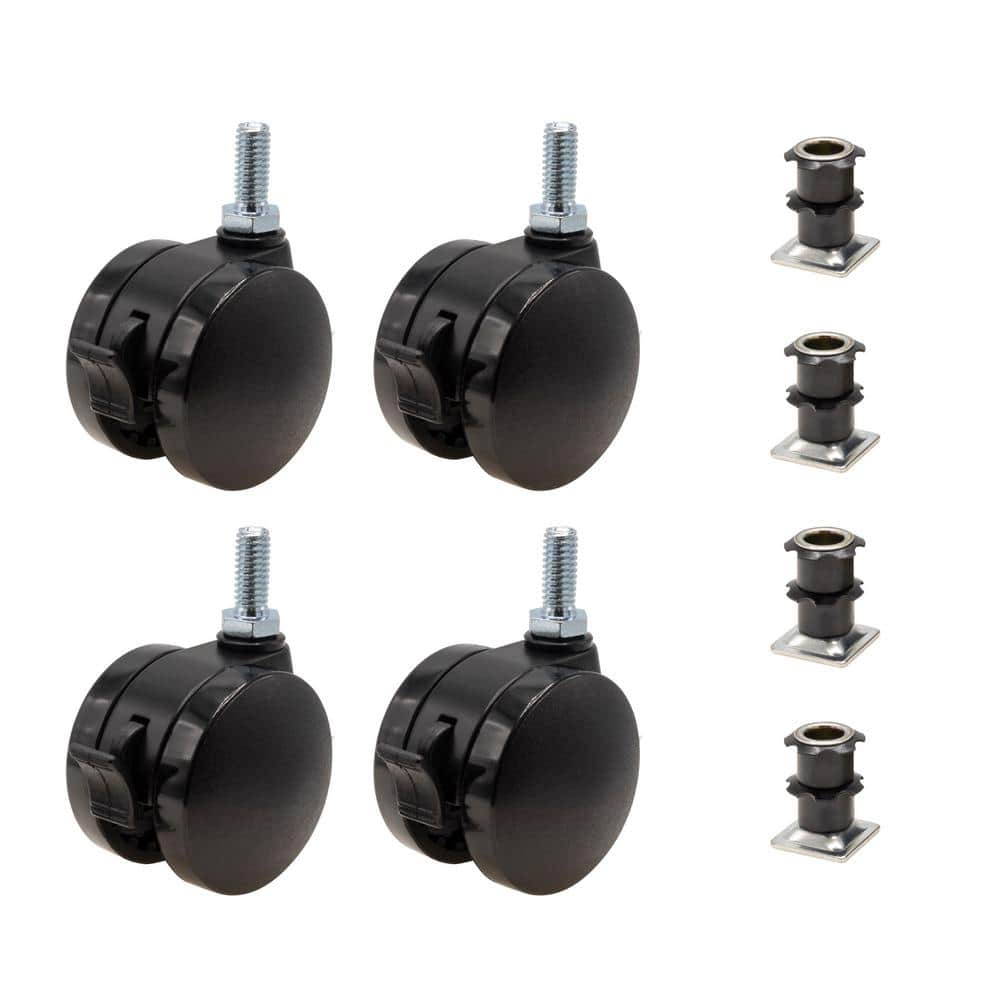 2 in. Black Furniture Swivel Brake Caster 440 lbs. Load Rating for 3/4 in. 