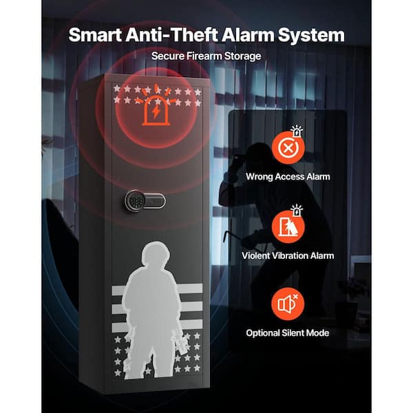 10-12 Gun Safe, Cabinet for Rifles and Pistols, 4-Pistol Pockets, 3-Racks, Key/Password Lock (Assembly Required)