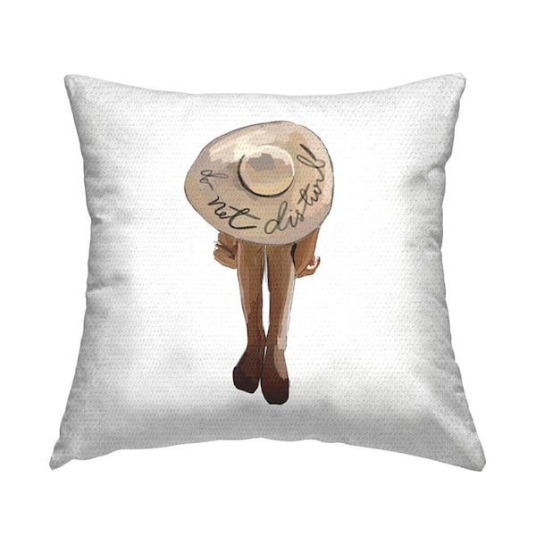 Stupell Industries Do Not Disturb Fashionable Beach Babe Brown Square Outdoor Throw Pillow