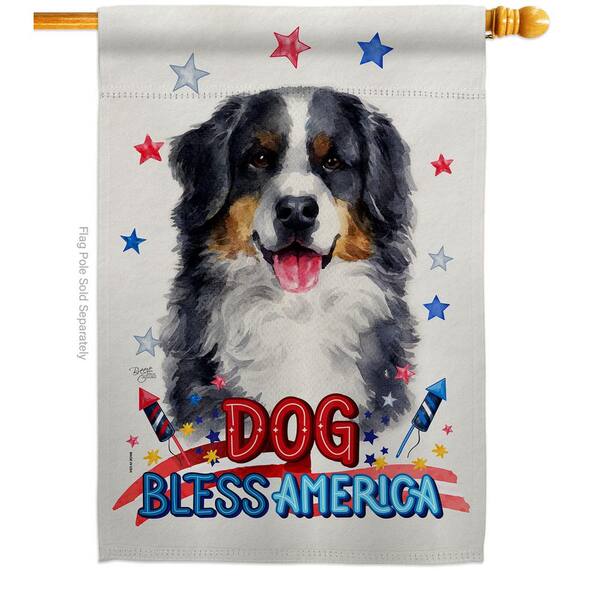 Breeze Decor 28 in. x 40 in. Patriotic Bernese Mountain Dog House Flag ...