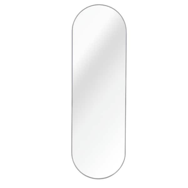 Silver 20 in. W x 63 in. H Oval Glass Full-Length Framed Mirror