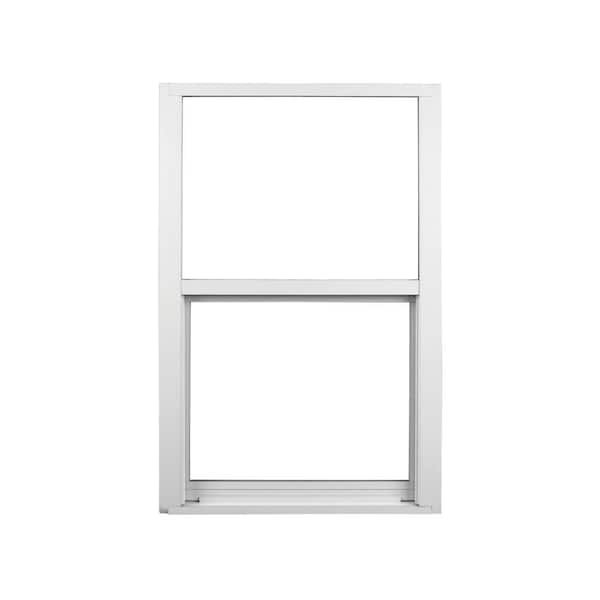 Ply Gem 35.25 in. x 61.25 in. 400 Series White Aluminum Single Hung Window with LowE SC Glass, Screen Included