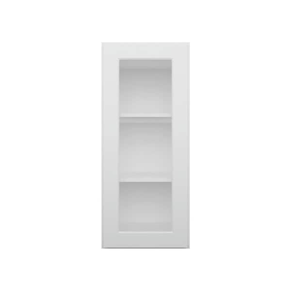 HOMLUX 15 in. W x 12 in. D x 36 in. H in Shaker White Ready to Assemble Wall Kitchen Cabinet with No Glasses