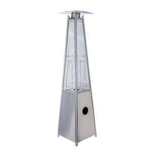 40000 BTU Iron Glass Tube Silver Outdoor Heater with Pyramid Flame