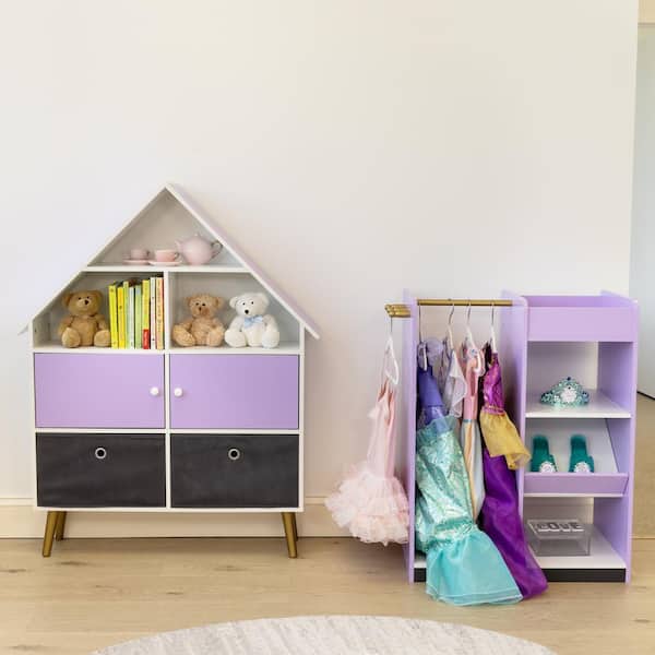 Violet Toddler Dress Up Storage with Mirror, 25 in. W, Violet/Grey
