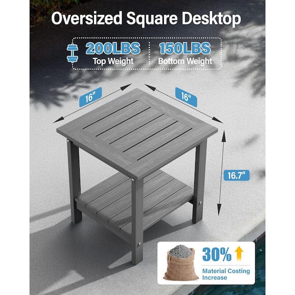 Mximu 16 x 16 in Grey Square Plastic Adirondack Outdoor Double