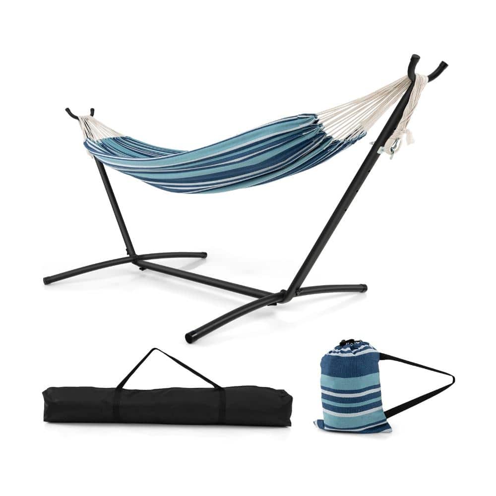 2-Person Poly-Cotton Double Hammock with Metal Stand, Carry Cases and 330 lb. Capacity, Blue price history on PriceWatchPro