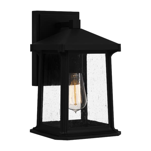 ASHLEY HARBOUR COLLECTION Sloane 1-Light Matte Black Hardwired Outdoor Wall Lantern Sconce
