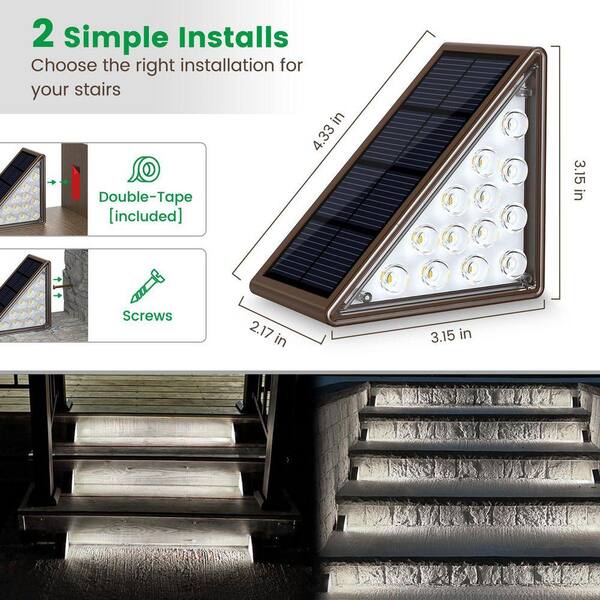 MOEPISY 12-Pack ABS Plastic Solar Step Lights for Outside, Solar