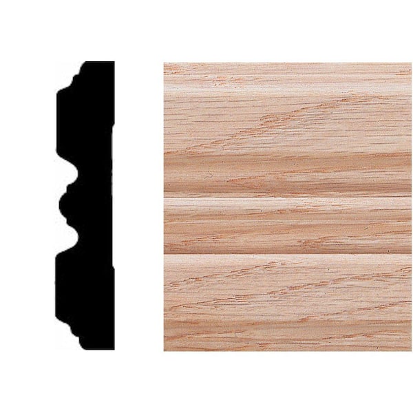 3/4 in. x 3-1/4 in. x 7 ft. Oak Wood Fluted Casing Moulding