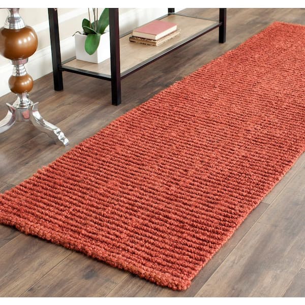 Natural Fiber 3 ft. x 16 ft. Rust Solid Runner Rug