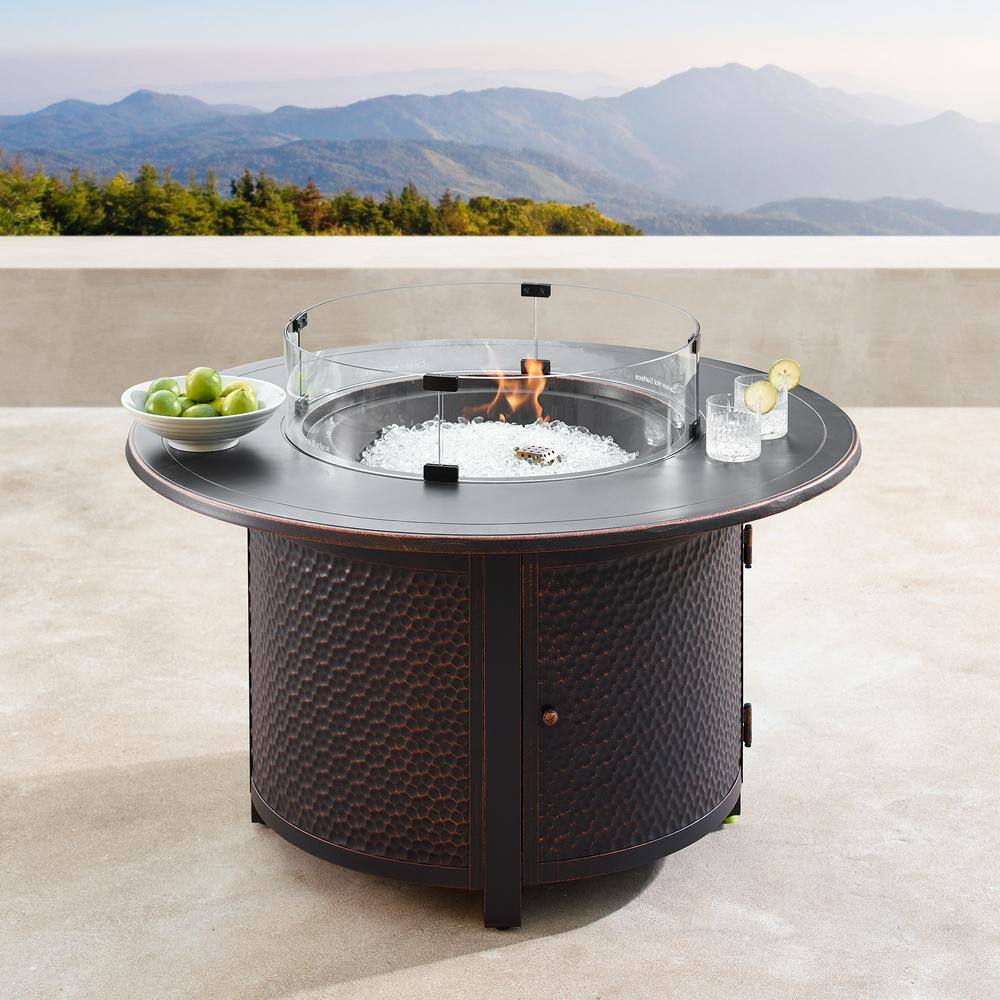 Oakland Living 44 in. Round Aluminum Outdoor Propane Fire Table with