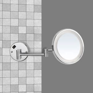 Glimmer 8 in. x 8 in. Wall Mounted LED 5x Round Makeup Mirror in Chrome Finish
