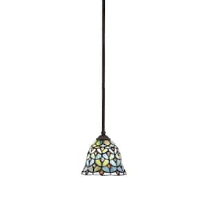 Clevelend 100-Watt 1-Light Brown Pendant Mini Pendant Light with Crescent Art Glass Shade and Light Bulb Not Included