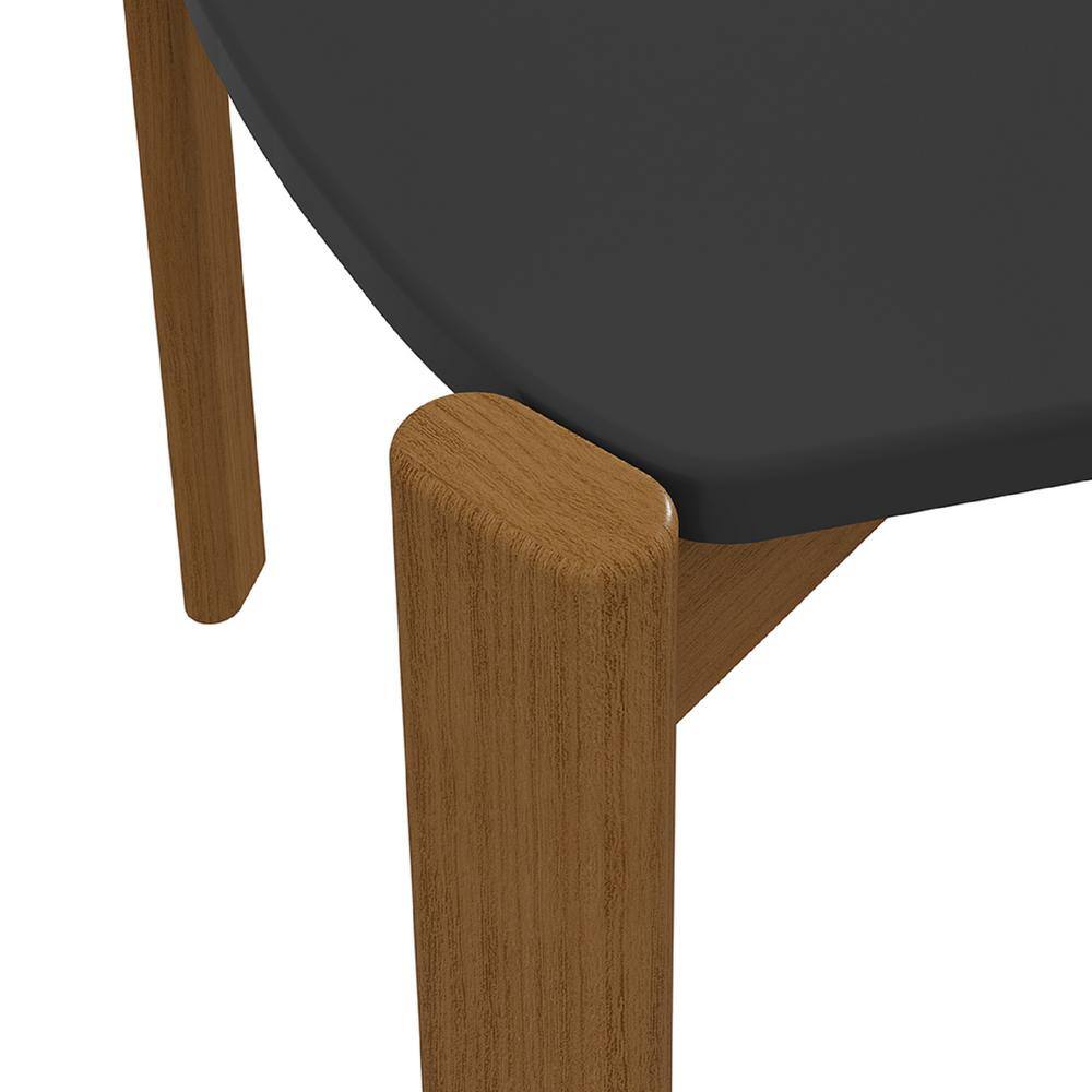 Matte Black and Eucalyptus Wood Rectangular Dining Table