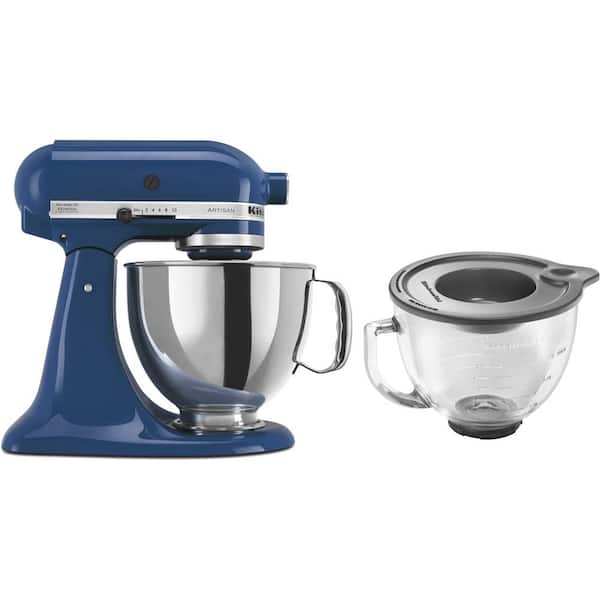 KitchenAid Artisan 5 Qt. 10-Speed Willow Blue Stand Mixer with Flat Beater, 6-Wire Whip and Dough Hook Attachments