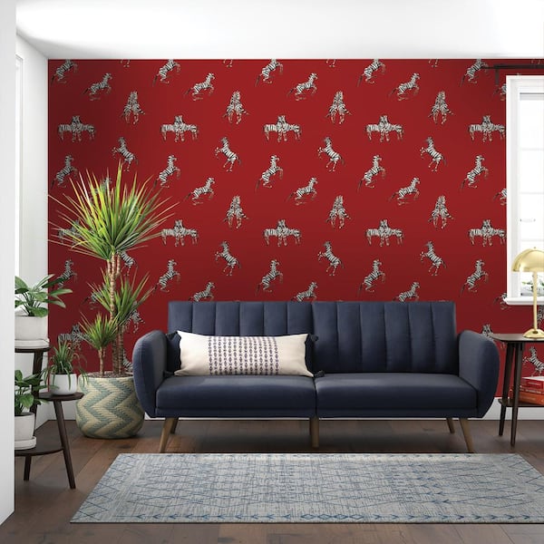 Tempaper Novogratz Zebras In Love Red Peel and Stick Wallpaper Covers 28  sq ft NG14120  The Home Depot