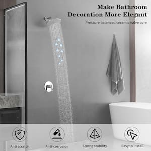 1-Spray Pattern Single Handle Shower Faucet with 2.5 GPM 9 in. Wall Mount Fixed Shower Head in Polished Chrome