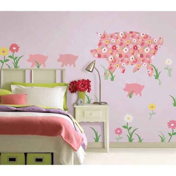 ZooWallogy 31 in. x 20 in. Scarlett the Pig Wall Decal