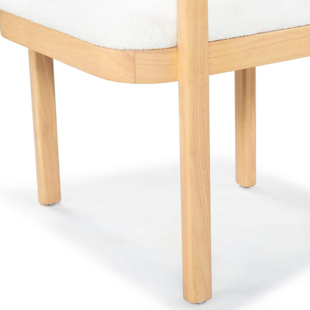 Beige Boucle Upholstered Armchair with Beechwood Frame