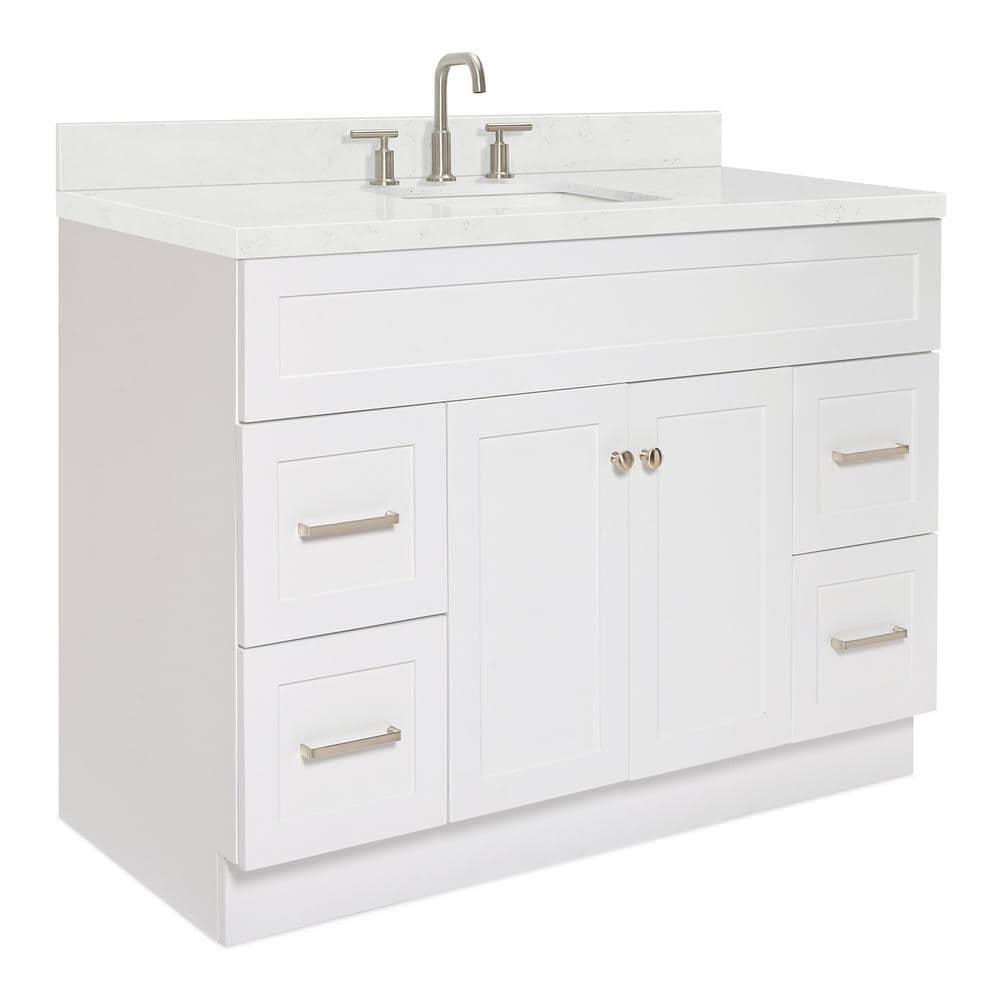 Hamlet 48" White Freestanding Single Basin Vanity with Quartz Top