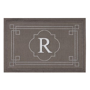 Flagstone Multi 24 in. x 36 in. Monogram "R" Indoor/Outdoor Door Mat
