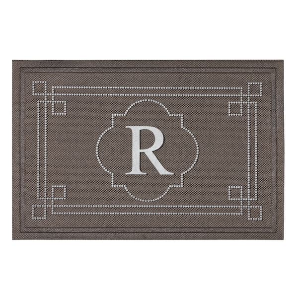 Mohawk Home Flagstone Multi 24 in. x 36 in. Monogram "R" Indoor/Outdoor Door Mat